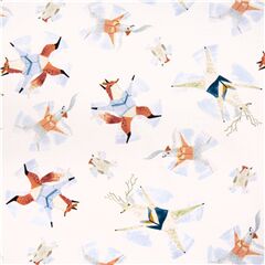 Tissu amricain blanc, cratures de la fort, pulls vintage anges neige Tissu par Dear Stella