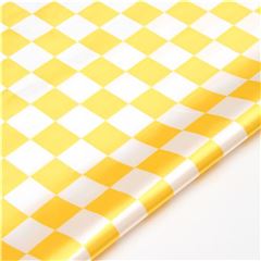Tissu en satin de polyester  carreaux jaunes et blancs Tissu par Kokka