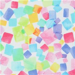 Tissu blanc avec des carrs multicolores Tissu par Timeless Treasures