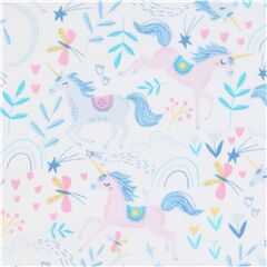 Cute Kawaii Tumbling Unicorn Glitter Stars Fabric by Cosmo - modeS4u