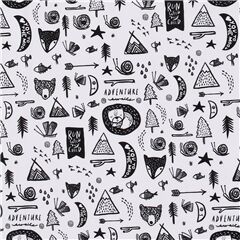 Tissu ultralarge minky doux blanc avec des renards ours sur le thme de la fort Tissu par Dear Stella