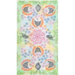 Tissu blanc, chats, oiseaux,fleurs, feuilles, ucy & Ollie Digital Tissu par Robert Kaufman