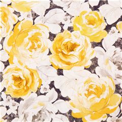 gelber Rosen grauer Stoff mit Aquarell malerisch groen Blten Stoff von Michael Miller