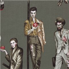 Forza Con Cervello Affascinanti Uomini Zombie Pin-Up Tessuto di Alexander Henry