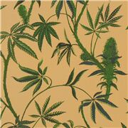 Tissu Oxford lourd beige fauve avec des feuilles
