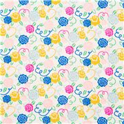 Tissu en coton blanc rangées de roses au style Art Déco