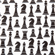 Schwarze Schachfiguren weißer Stoff USA Baumwolle
