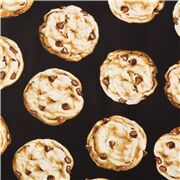 Tissu noir biscuits cookies beige marron série aliments