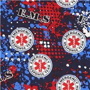 Tissu en coton bleu rouge noir sur les services d'urgence avec étoiles de vie