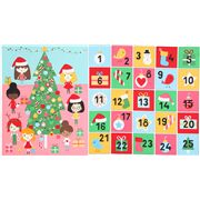 Tissu de Noël à panneaux sapins et calendriers de l'Avent