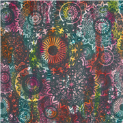 Tissu coton mandala rond coloré motif méditatif indigo