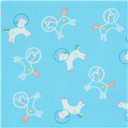 Tissu bleu avec des licornes astronautes