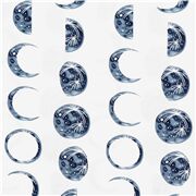 Tissu en coton blanc avec des croissants de lune bleus