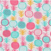 Tissu jersey blanc avec des ananas multicolores