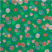 Tissu jersey lisse vert fleuri USA extra large