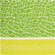 Tissu Oxford en coton vert motif melon double bordure jaune série fruits