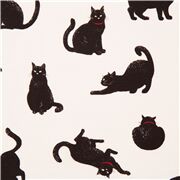 black designer fabric with watercolour paw prints cat - modeS4u