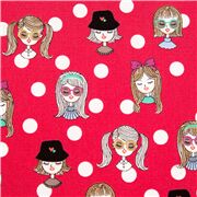 Tissu Oxford coton rose à pois filles Kira Kira lunettes chapeaux noeud