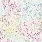 Tissu batik Lily spirales à pois arc-en-ciel effet teinté