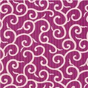 Tela rosa dobby de Japón estampado blanco espiral tallo