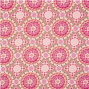 Tissu rose avec des motifs géométriques, des mandalas, des cercles Xs