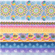 Mandala rayures tissu coton USA réfléchissant sur le thème de la méditation