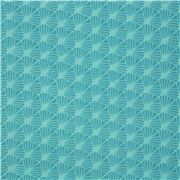 Tissu Éventails Feuilles Diagonales Art Déco Sarcelle