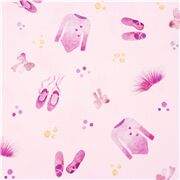 Tissu en coton rose accessoires de ballet dans tous les sens