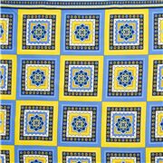 tela algodón azulejo provenzal amarillo y azul