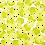 Tissu coton blanc cercles souriants et raisins verts