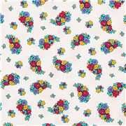 Tissu en coton blanc avec des bouquets de fleurs multicolores