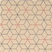 Tissu au coloris naturel avec un motif asanoha étoiles zigzags