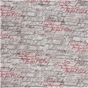 Tissu au coloris naturel rétro avec des textes manuscrits