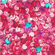 Stoff mit gemalten Punkten rosa Kommas lila blau