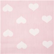 Tissu Oxford rose pâle importé du Japon avec de grands coeurs pâles alignés