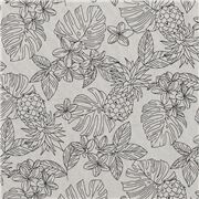 Tissu tropical gris clair avec des ananas