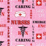 Rosa Krankenschwester Arbeit Stoff Symbole Hermesstab Anerkennung Worte rot