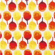 Tissu en coton avec des motifs d'arbres répétés jaunes orange
