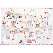 USA illustrierter Kartenstoff mehrfarbig