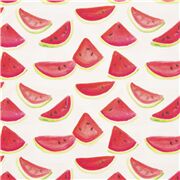 Wassermelonenspalten Aquarell Kunstwerk weißer Baumwollstoff
