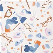 Tissu en coton blanc avec des outils scientifiques de laboratoire