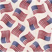 Weiß Mini USA Flaggen Baumwollstoff