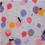 tessuto giapponese blu gatti palloncini nuvole cotone doppio velo Ritagli