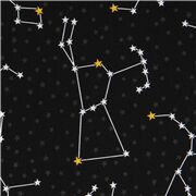 Tissu noir avec l'espace, des constellations, des étoiles