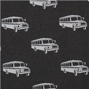 Tissu echino Jacquard noir avec des autobus gris clair