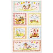 Tissu à panneaux coton Vichy multicolores bords pique-niques