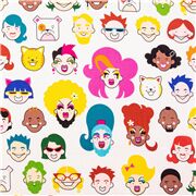 Tissu blanc drag queens multicolores, chats, fiertés LGBTQ+