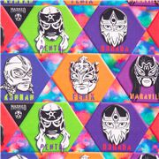Tissu hexagones multicolores, masques luchadorables officiels