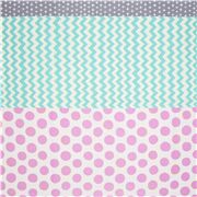 cremefarbene rosa Punkte blau Zickzack Streifen Baumwolle Oxford