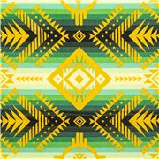 Tissu motif géométrique serape bandes vertes et jaunes inspirées du tissu Tucson